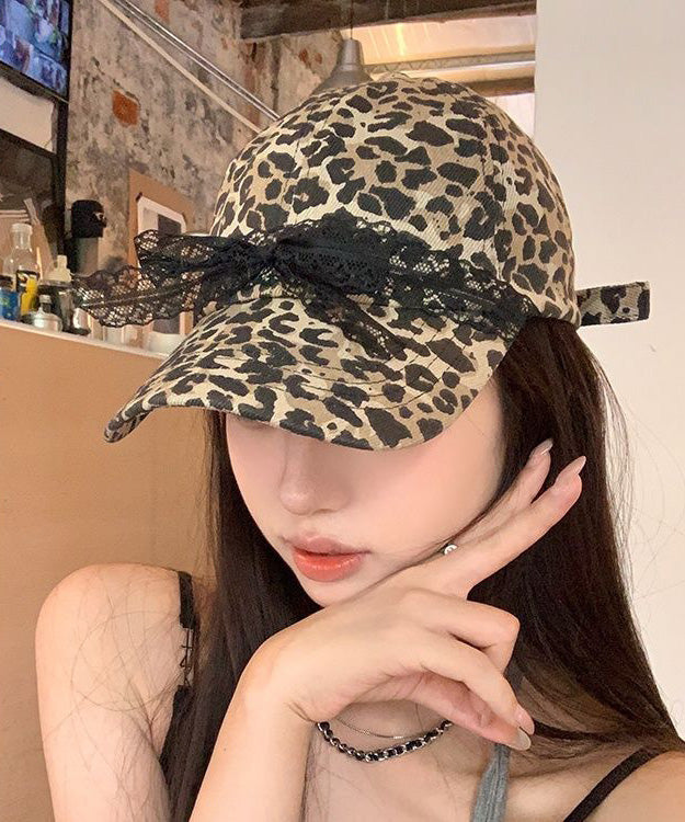 Original Leopard Print Lace Bow Baseball Cap Hat