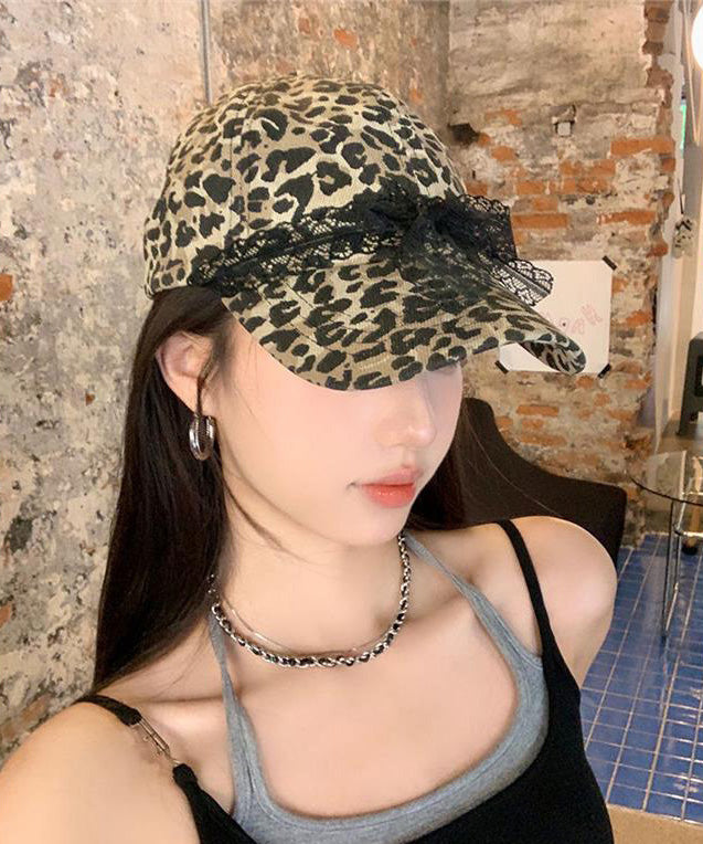 Original Leopard Print Lace Bow Baseball Cap Hat