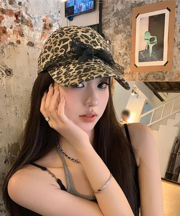 Original Leopard Print Lace Bow Baseball Cap Hat