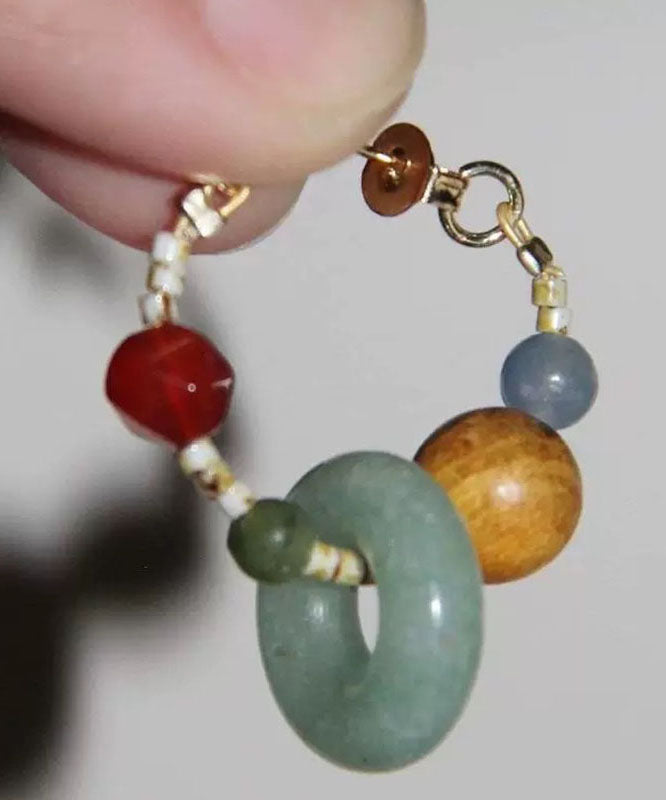 Original Rainbow Sterling Silver Overgild Agate Coloured Glaze Hoop Earrings