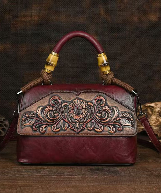 Original Retro Brown Embossed Calf Leather Tote Bag