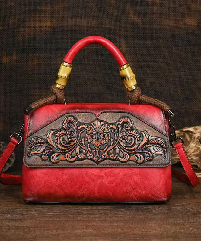 Original Retro Brown Embossed Calf Leather Tote Bag