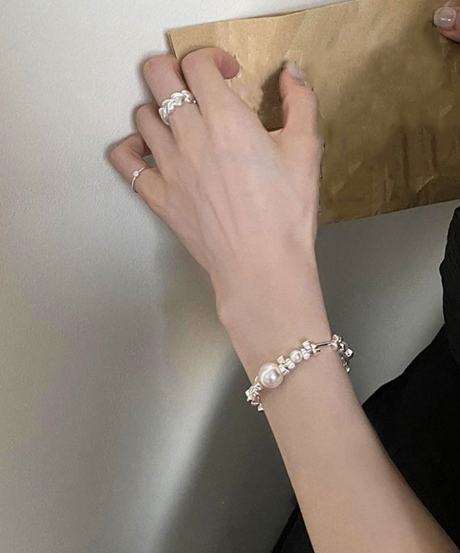 Original Silk 925 Silver Pearl Broken Silver Chain Bracelet
