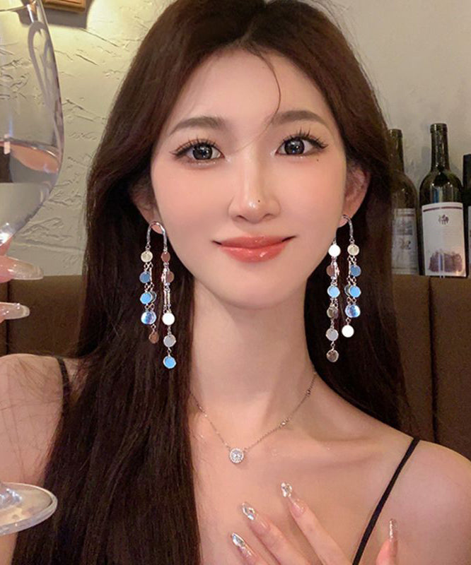 Original Silk Alloy Sequins Tassel Drop Earrings