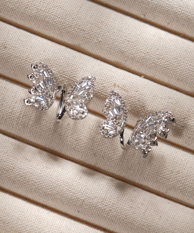 Original Silk Stainless Steel Zircon Butterfly Stud Earrings