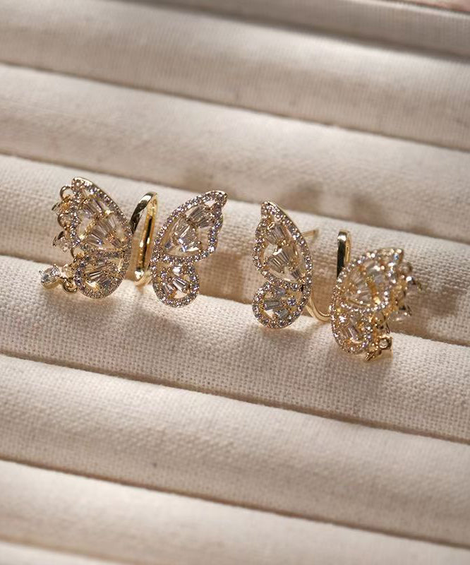 Original Silk Stainless Steel Zircon Butterfly Stud Earrings
