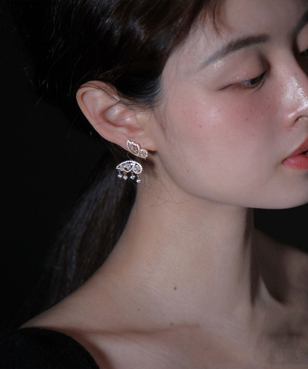 Original Silk Stainless Steel Zircon Butterfly Stud Earrings