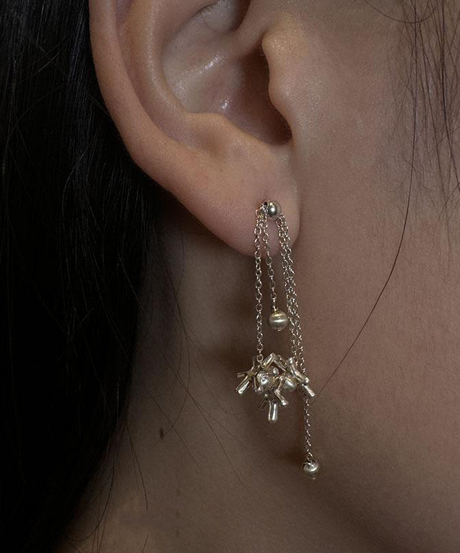 Original Silk Sterling Silver Snowflake Tassel Drop Earrings