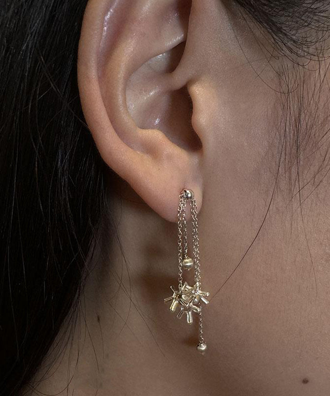 Original Silk Sterling Silver Snowflake Tassel Drop Earrings
