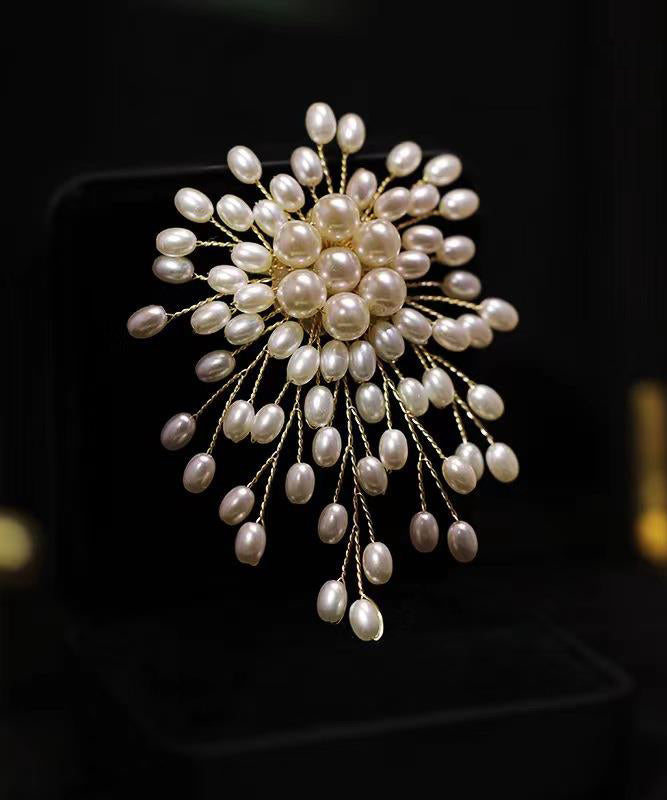 Original White Copper Overgild Pearl Fireworks Brooches