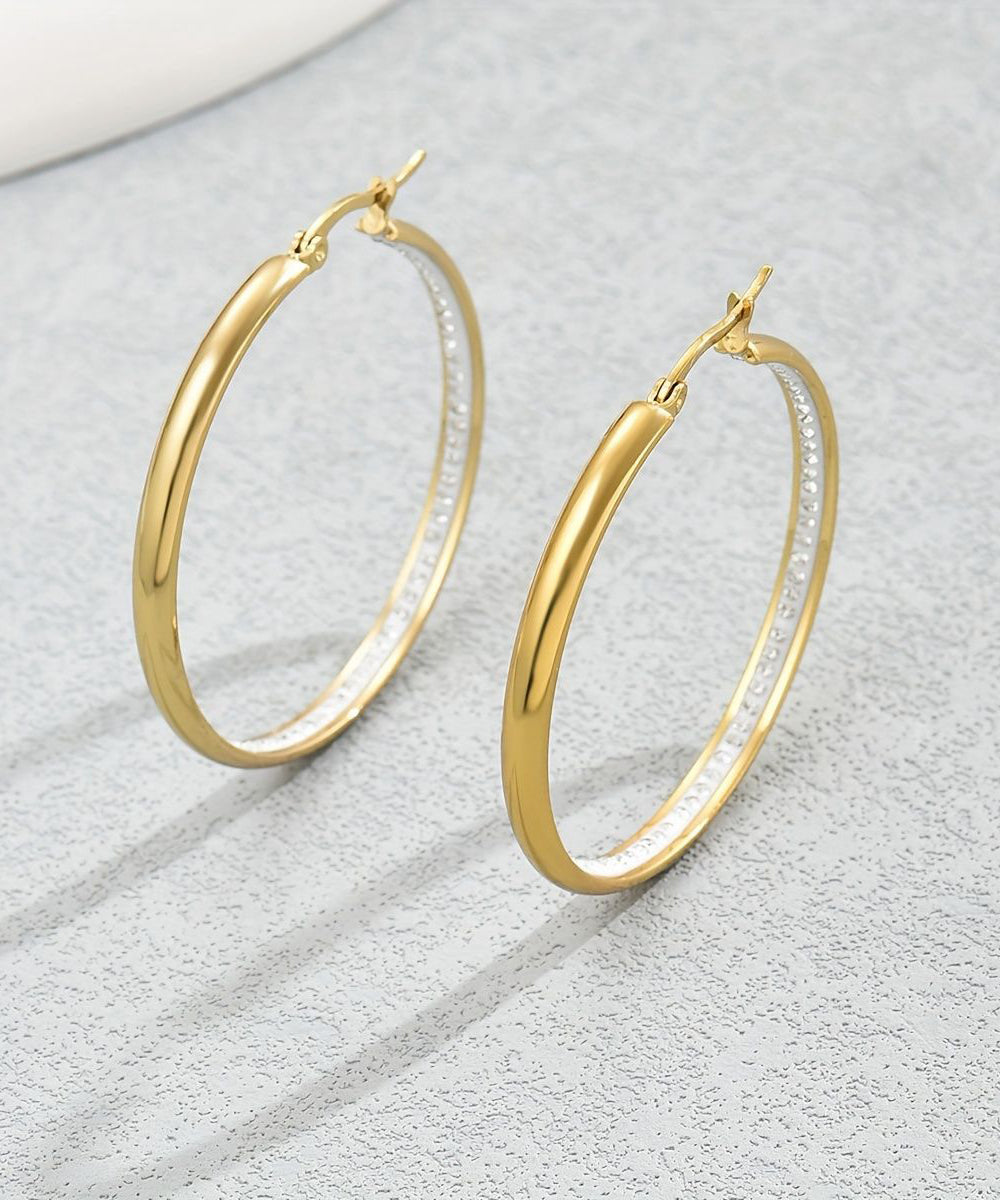 Oversize Gold Copper Overgild Zircon Hoop Earrings
