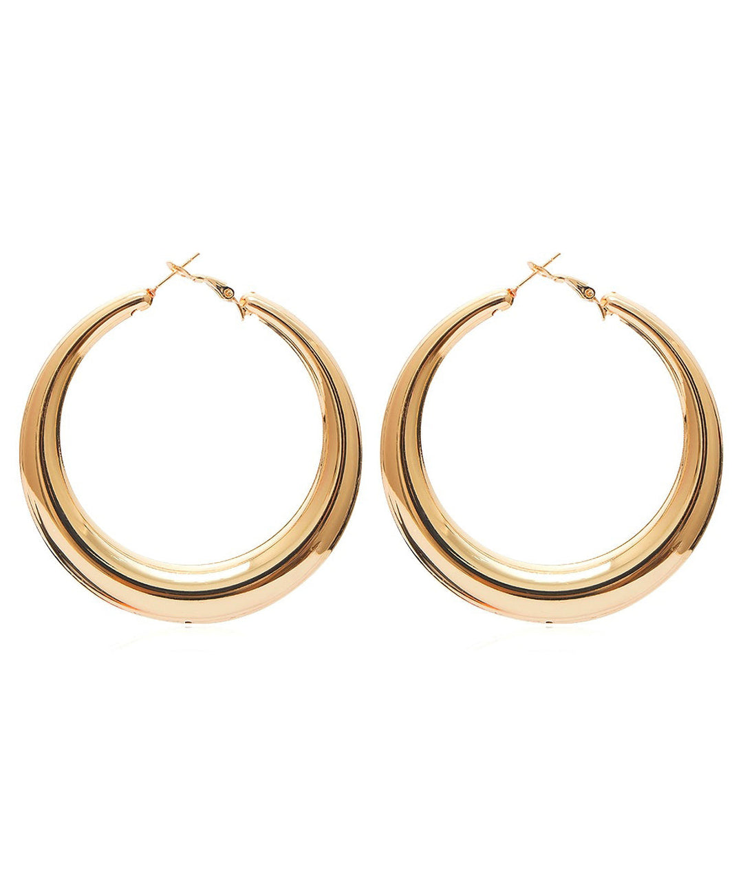 Oversize Gold Metal Alloy Oval Hoop Earrings