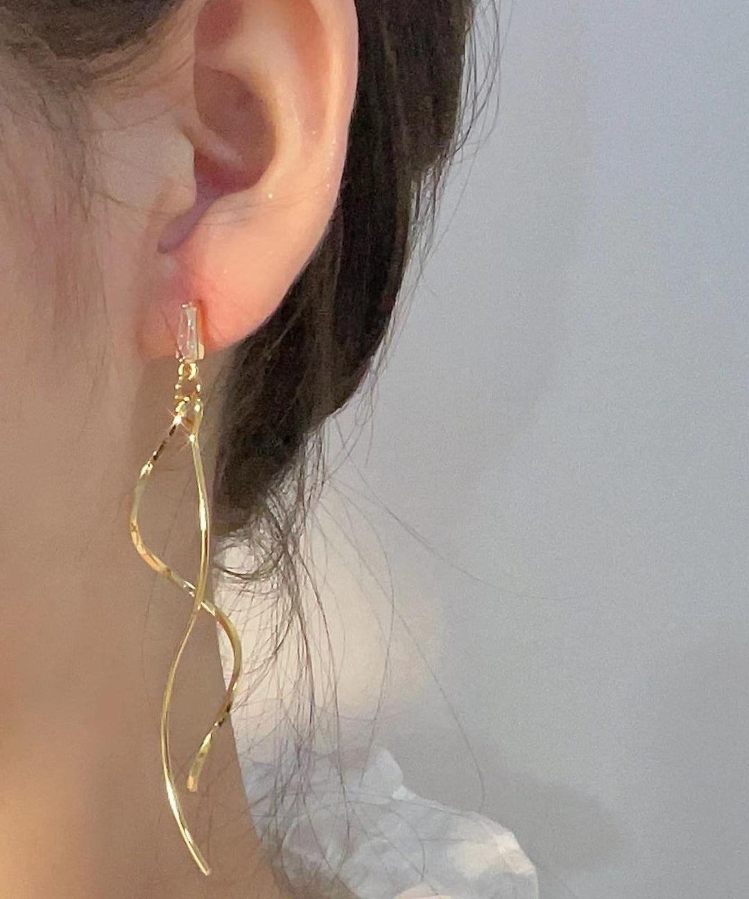 Oversize Gold Sterling Silver Overgild Tassel Drop Earrings