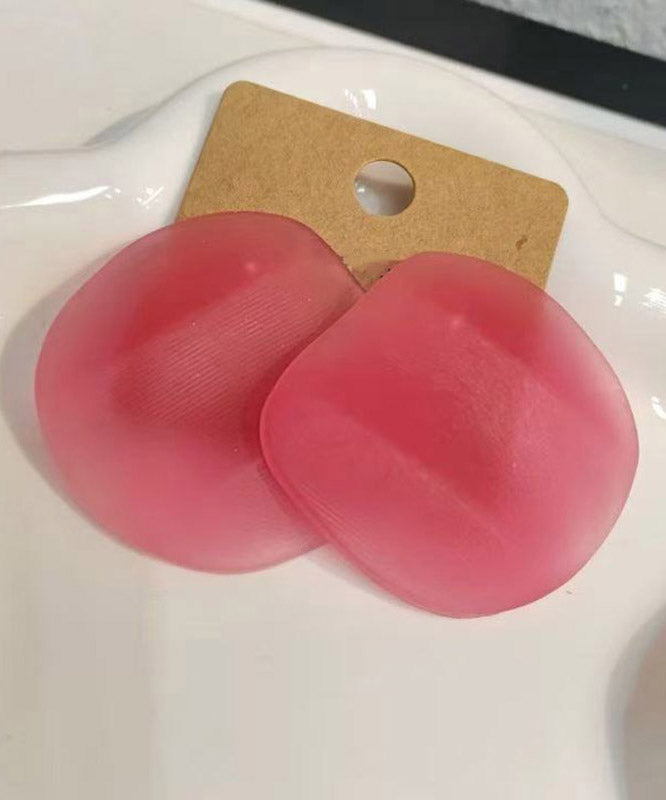 Oversize Red Copper Alloy Asymmetrical Prawn Cracker Stud Earrings