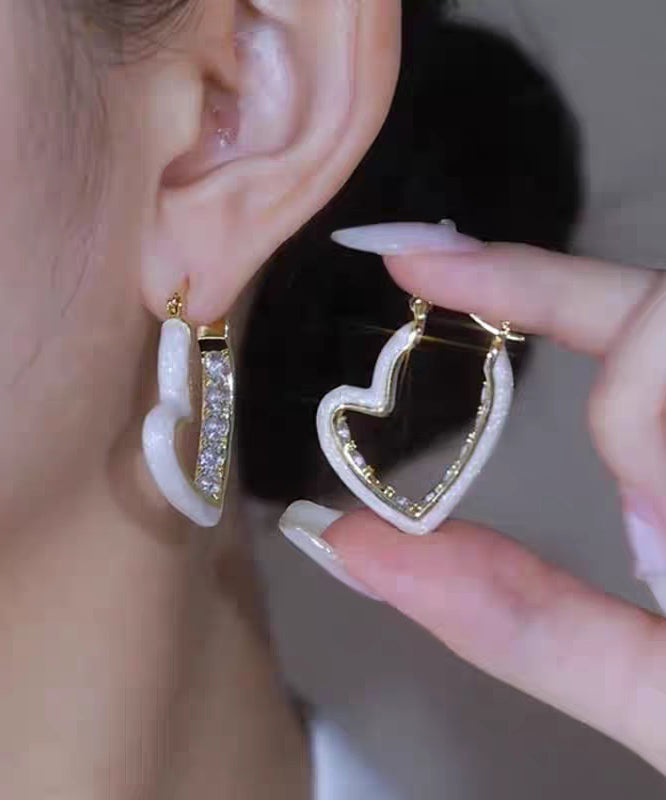 Oversize Red Copper Overgild Zircon Drip Glaze Love Hoop Earrings