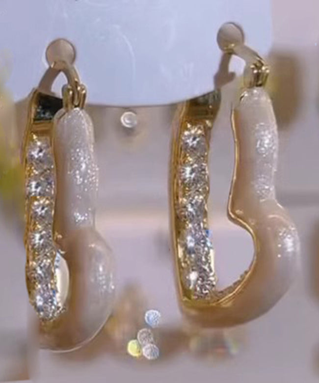 Oversize Red Copper Overgild Zircon Drip Glaze Love Hoop Earrings