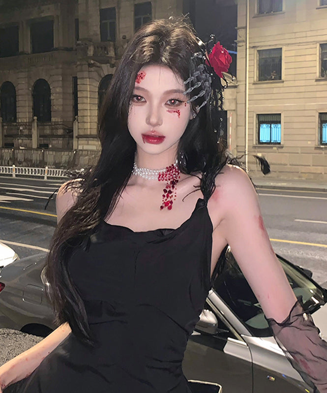 Oversize Red Rose Skeleton Hand Left Hand Hairpin