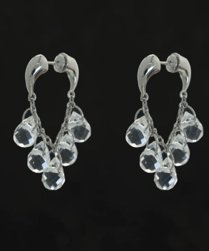 Oversize Silk Copper Overgild Crystal Water Droplet Hoop Earrings