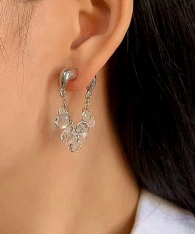 Oversize Silk Copper Overgild Crystal Water Droplet Hoop Earrings