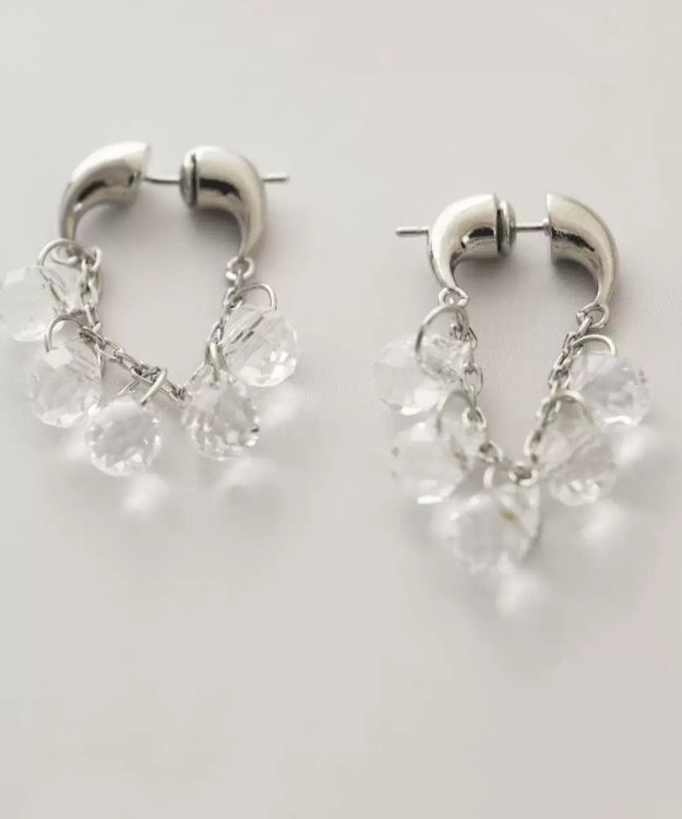 Oversize Silk Copper Overgild Crystal Water Droplet Hoop Earrings