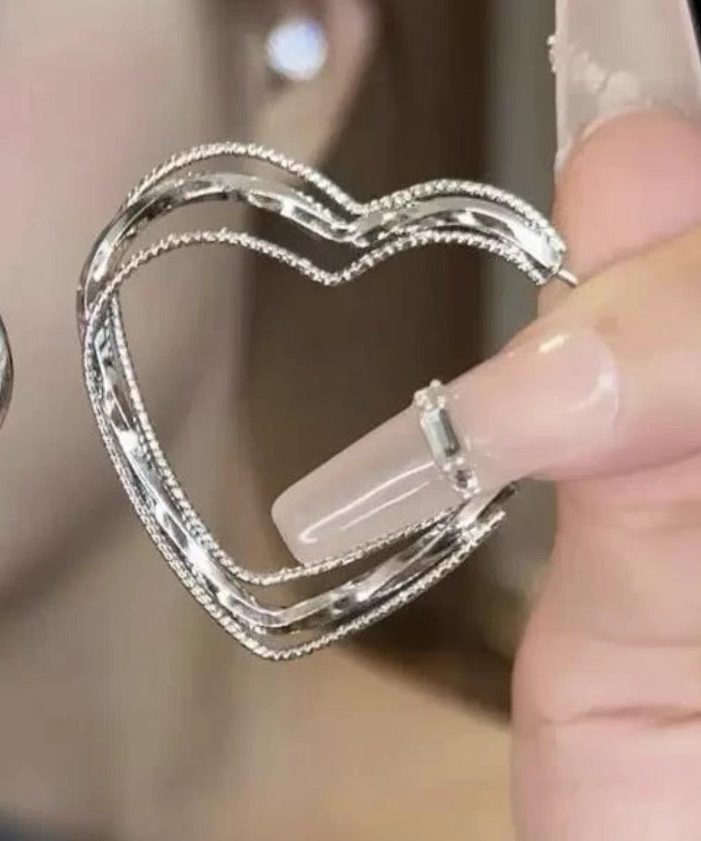 Oversize Silk Metal Love Hoop Earrings