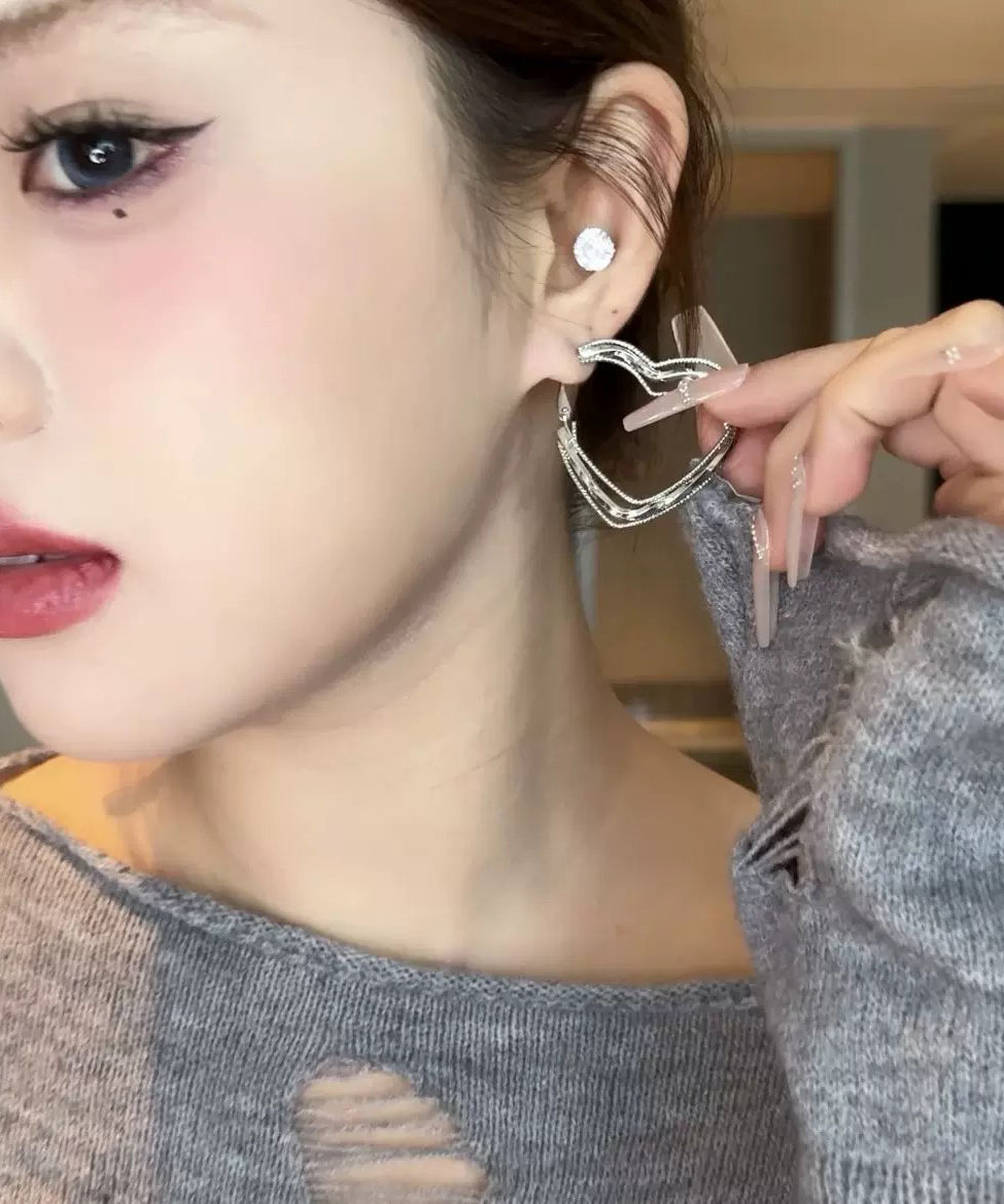 Oversize Silk Metal Love Hoop Earrings