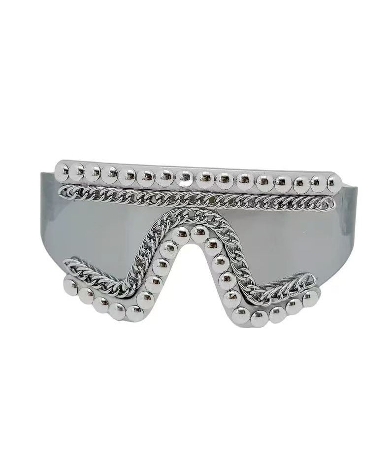Personalized Large Frame One-Piece Motorcycle Sunglasses With Rivets