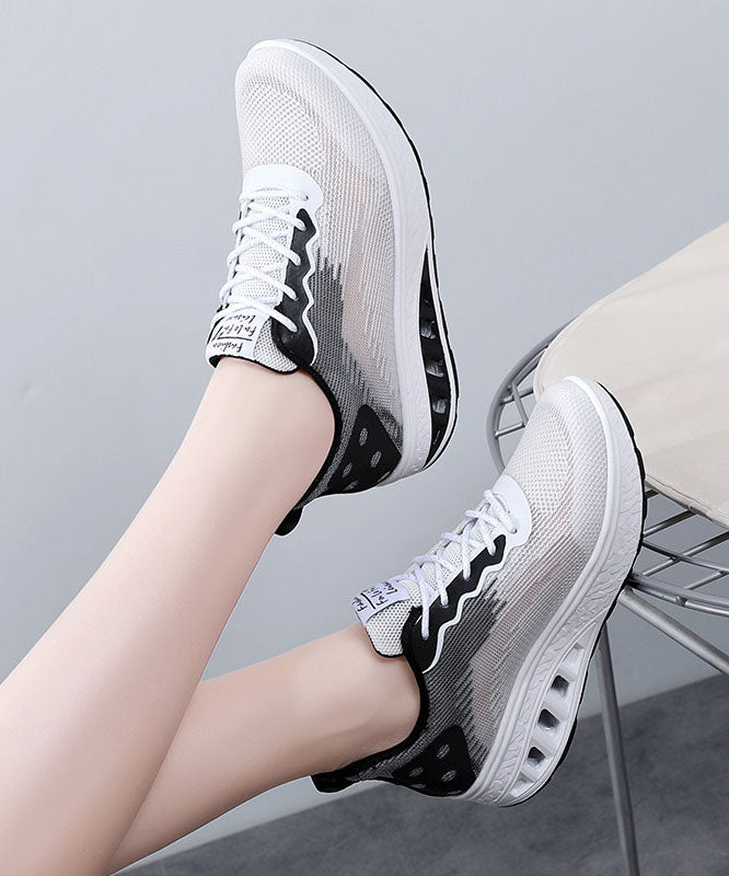 Pink Blue Platform Breathable Mesh Casual Flats Shoes Cross Strap
