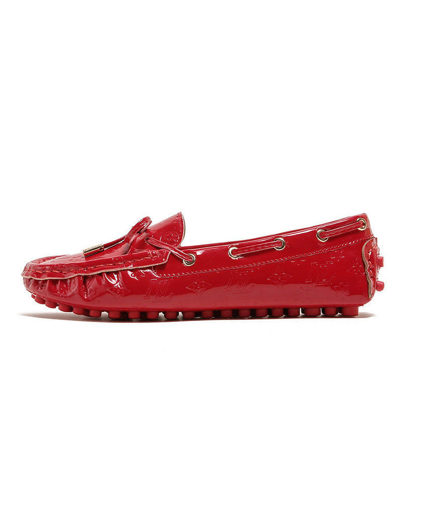 Pink Faux Leather Comfortable Splicing Penny Loafers
