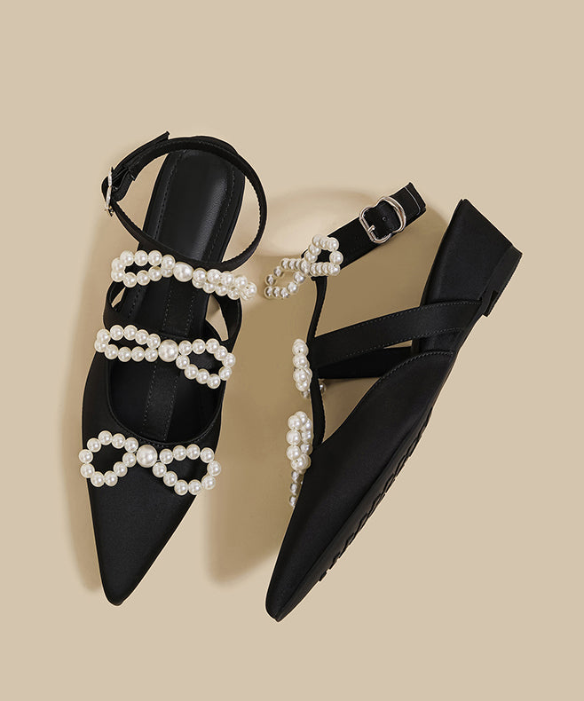 Pink Nail Bead Splicing Wedge Sandals Shoes Pointed Toe