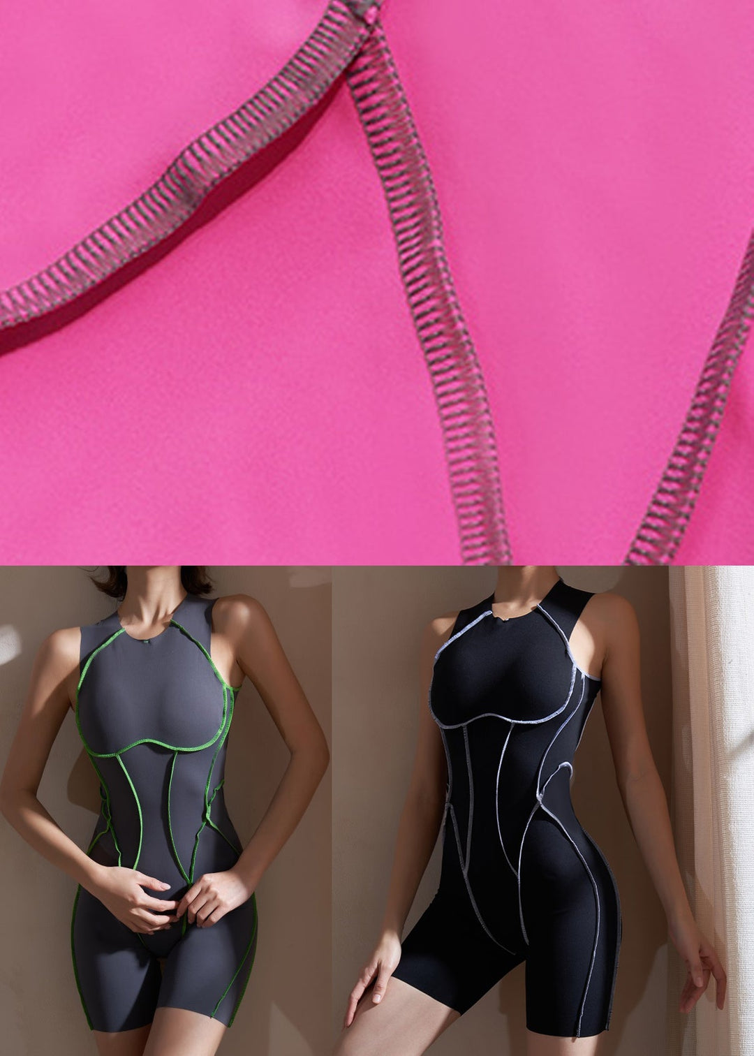 Pink Patchwork One Piece Workout Suit Legging