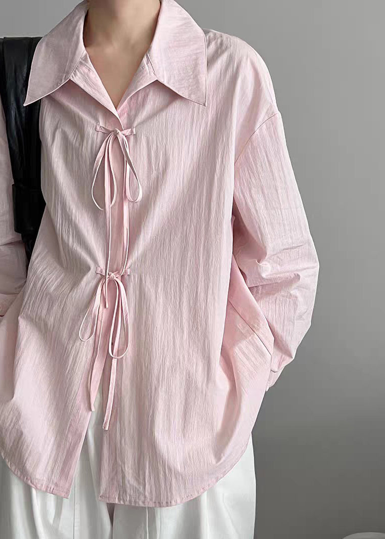 Pink Patchwork Top Peter Pan Collar Spring