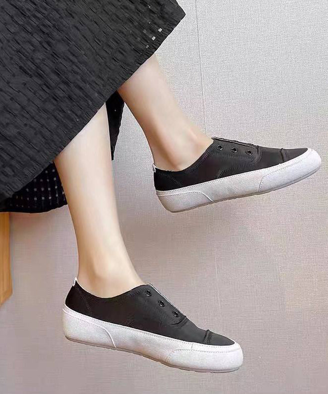 Pink Platform Satin Handmade Splicing Flat Shoes For Women