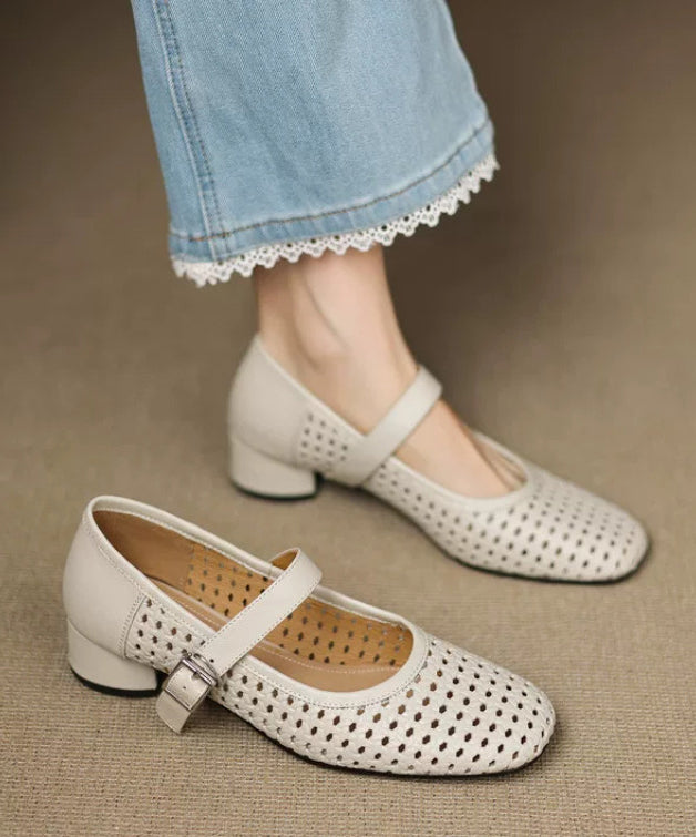 Pink Sandals Hollow Out Chunky Sandals