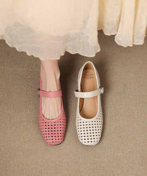 Pink Sandals Hollow Out Chunky Sandals