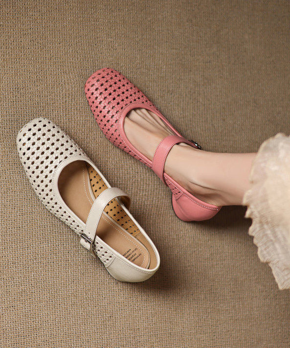 Pink Sandals Hollow Out Chunky Sandals