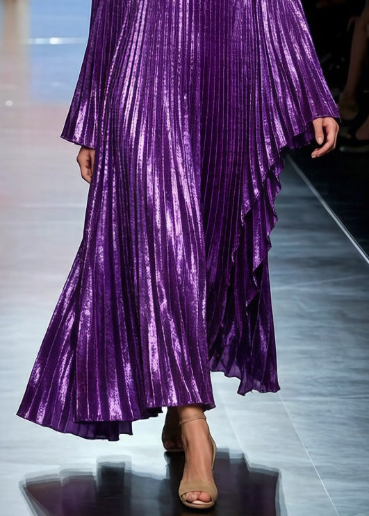 Pleated Batwing Sleeves Off-The-Shoulder Maxi Evening Dresses