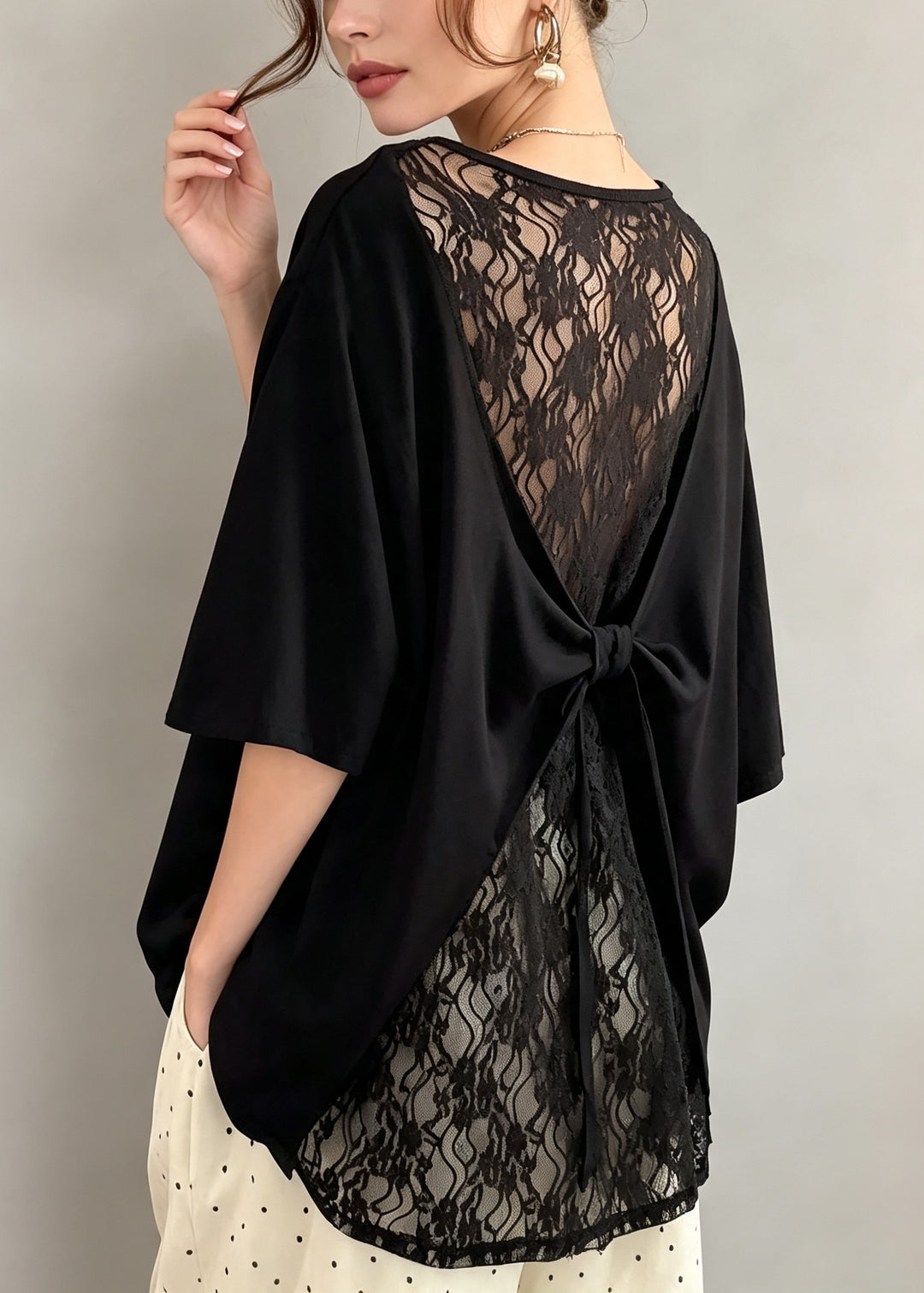 Plue Size Black Oversized Back Patchwork Lace Tanks Summer