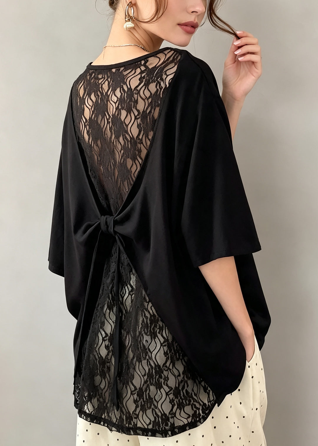 Plue Size Black Oversized Back Patchwork Lace Tanks Summer