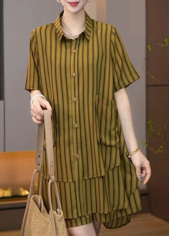 Plus Size Asymmetrical Striped Women Sets 2 Pieces Summer
