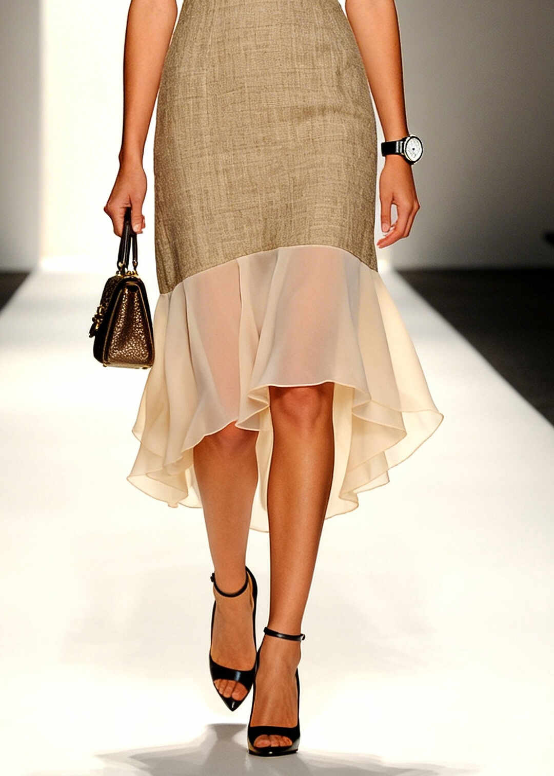 Plus Size Beige V Neck Patchwork Linen Vacation Dresses Summer