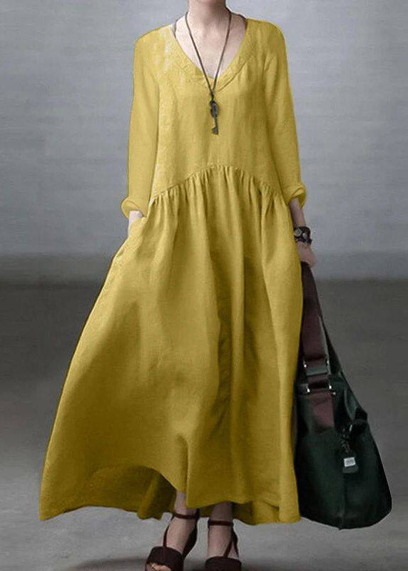 Plus Size Black V Neck Solid Long Dresses Fall