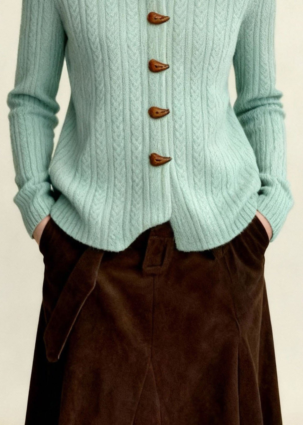 Plus Size Blue Fur Collar Thick Knit Sweaters Coat Fall