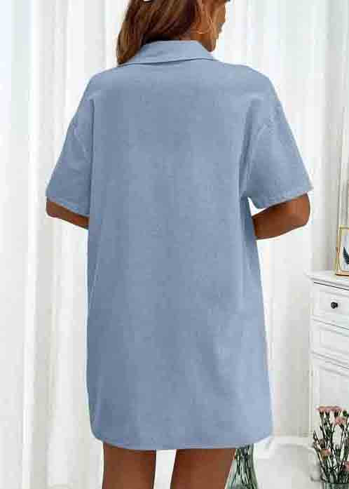 Plus Size Blue Oversized Cotton Pajamas Two Pieces Set Summer