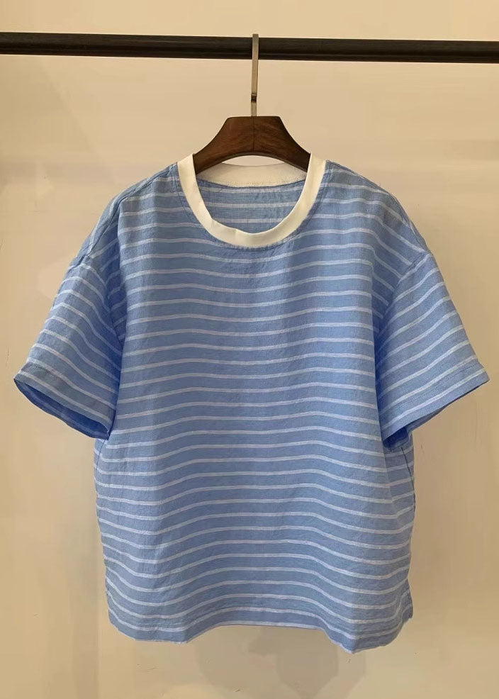 Plus Size Blue Oversized Plaid Linen Tank Summer