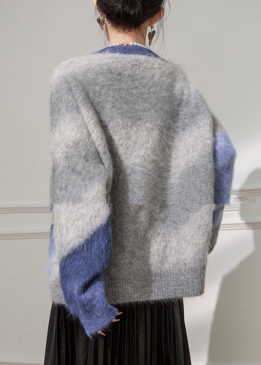 Plus Size Colorblock Patchwork Cozy Cotton Knit Sweater Tops Spring