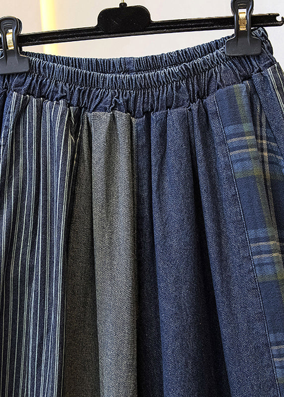 Plus Size Colorblock Pockets Patchwork Wide Leg Jeans