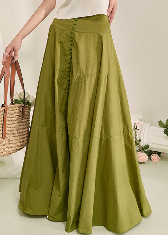 Plus Size Green Patchwork High Waist A Line Skirt Fall