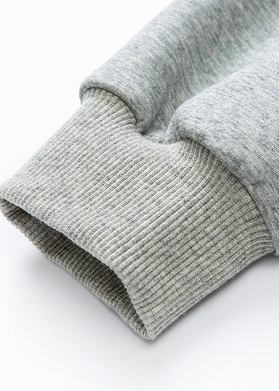 Plus Size Grey Patchwork Sashes Sweatshirt Lantern Sleeve