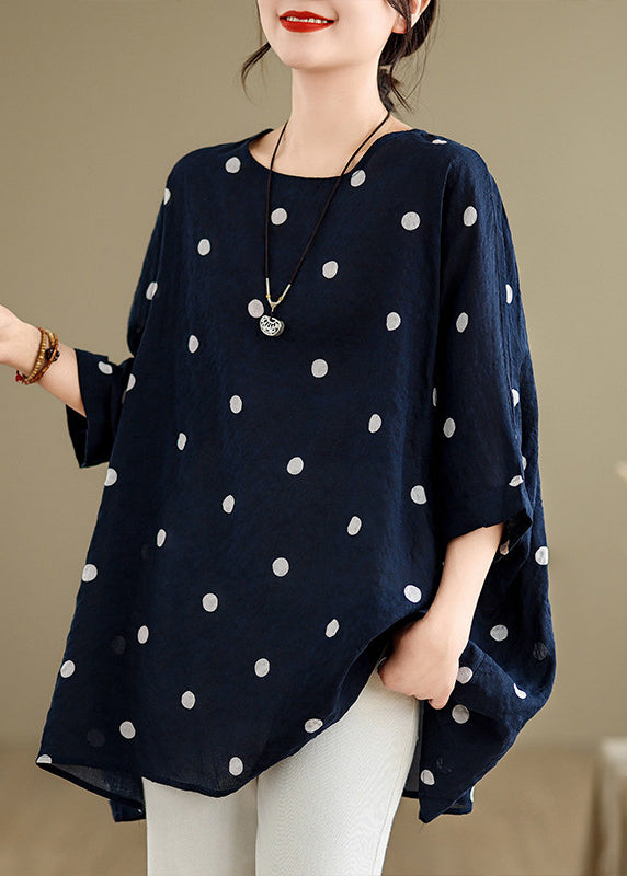 Plus Size Khaki O Neck Print Cotton T Shirt Tops Summer
